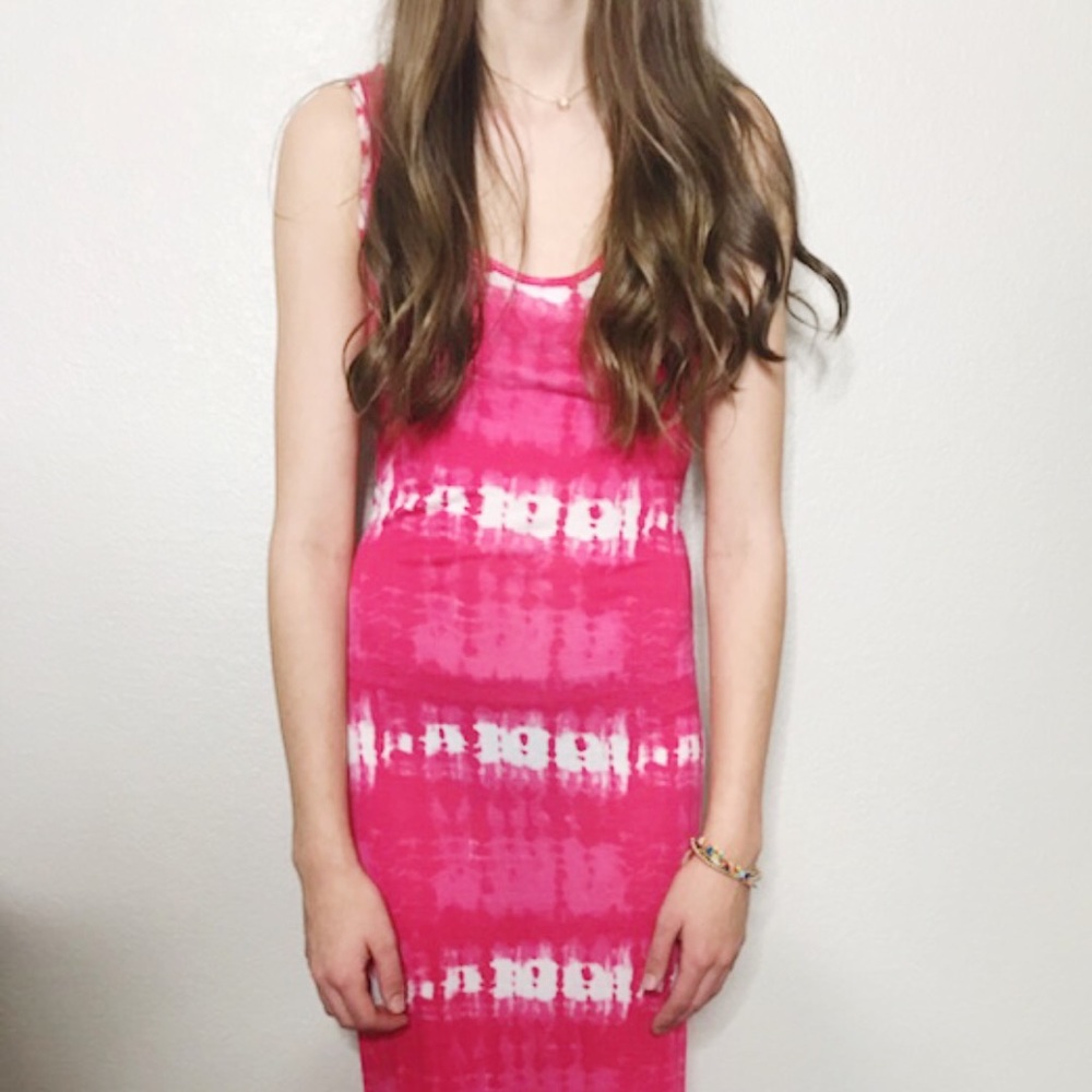 Pink tie dye maxi dress